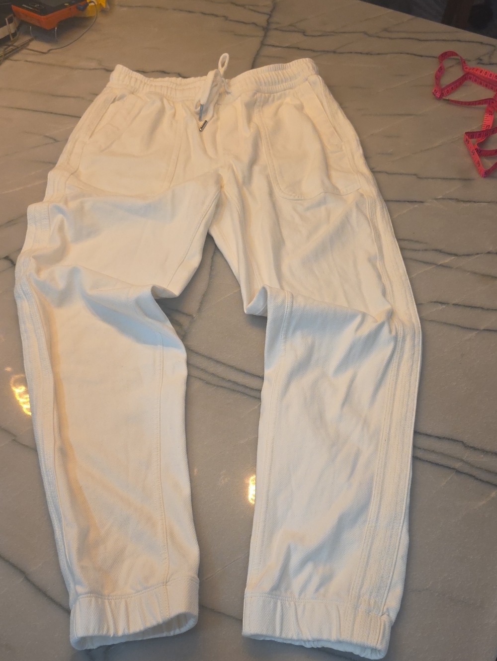 Athleta White Drawstring Track Jogger Pants